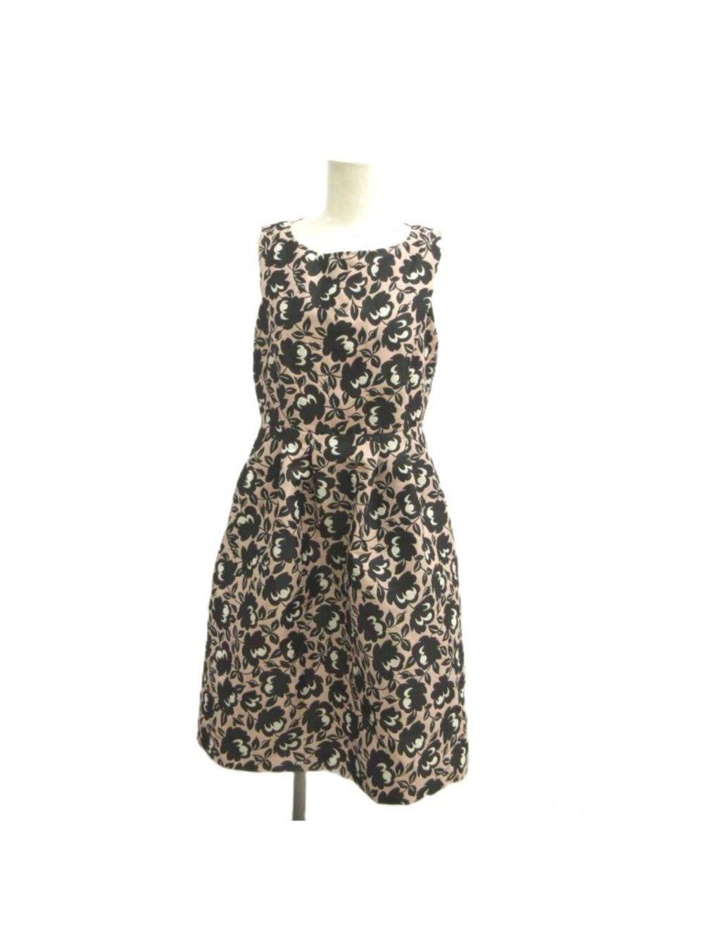 Max Mara Floral Dress Pink Black Sleeveless Round Neck Knee-length